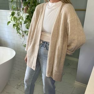 A New Day Oversized Ribbed Button Up Cardigan in Ivory